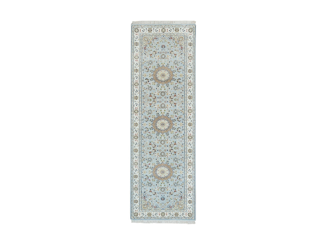 2'9" x 8'4" New Hand Knotted Blue Wool Runner Oriental Rug - MOA10290030