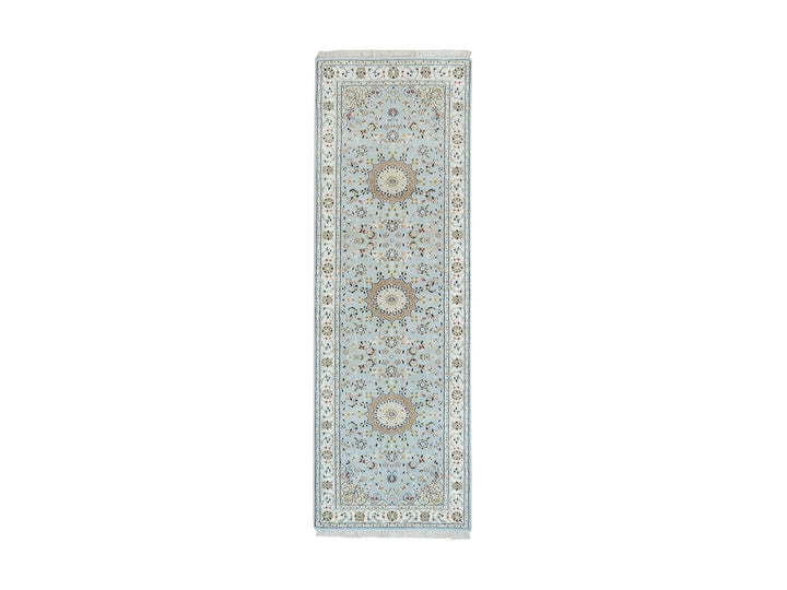 2'9" x 8'4" New Hand Knotted Blue Wool Runner Oriental Rug - MOA10290030