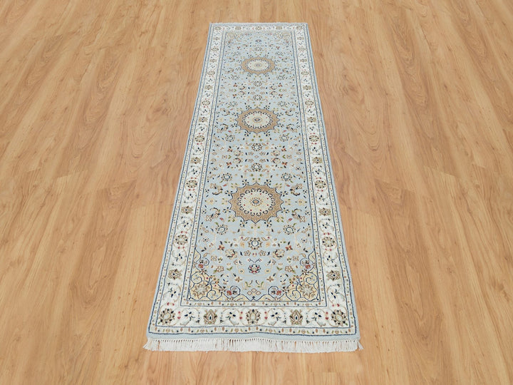 2'9" x 8'4" New Hand Knotted Blue Wool Runner Oriental Rug - MOA10290030