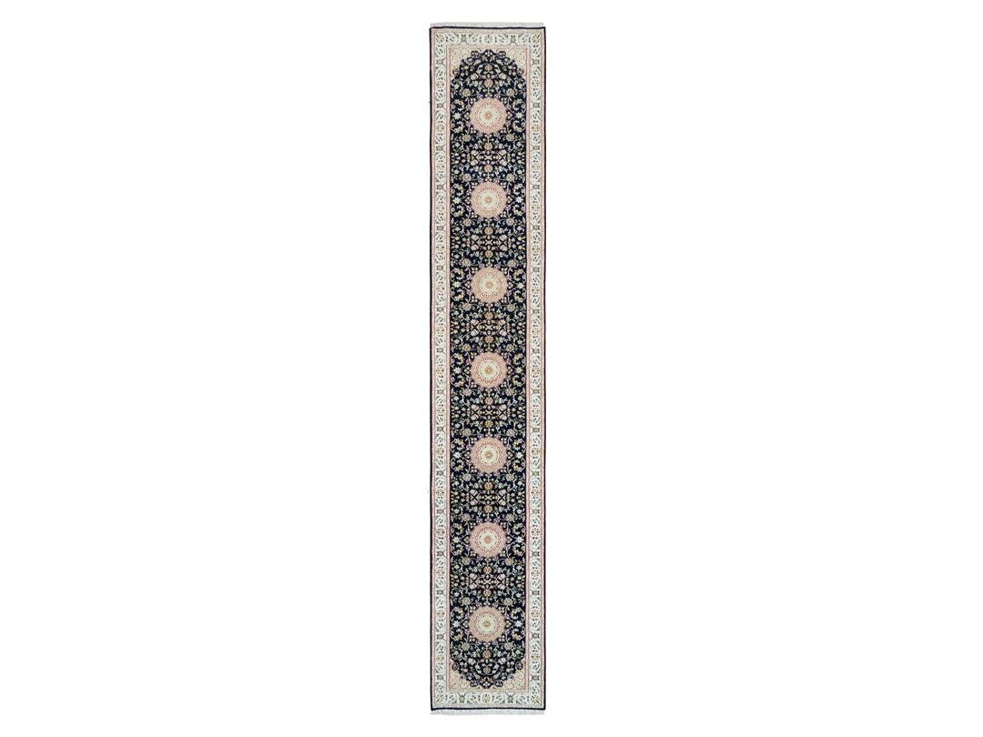 2'8" x 15'10" New Hand Knotted Blue Wool Runner Oriental Rug - MOA10290034