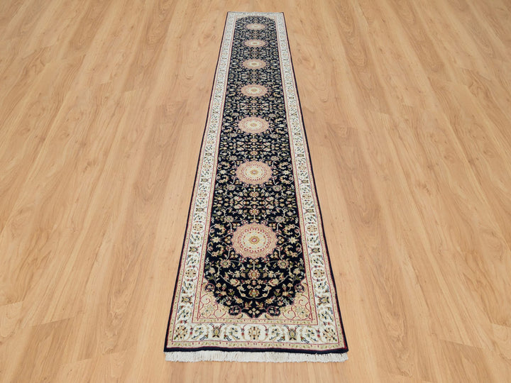 2'8" x 15'10" New Hand Knotted Blue Wool Runner Oriental Rug - MOA10290034