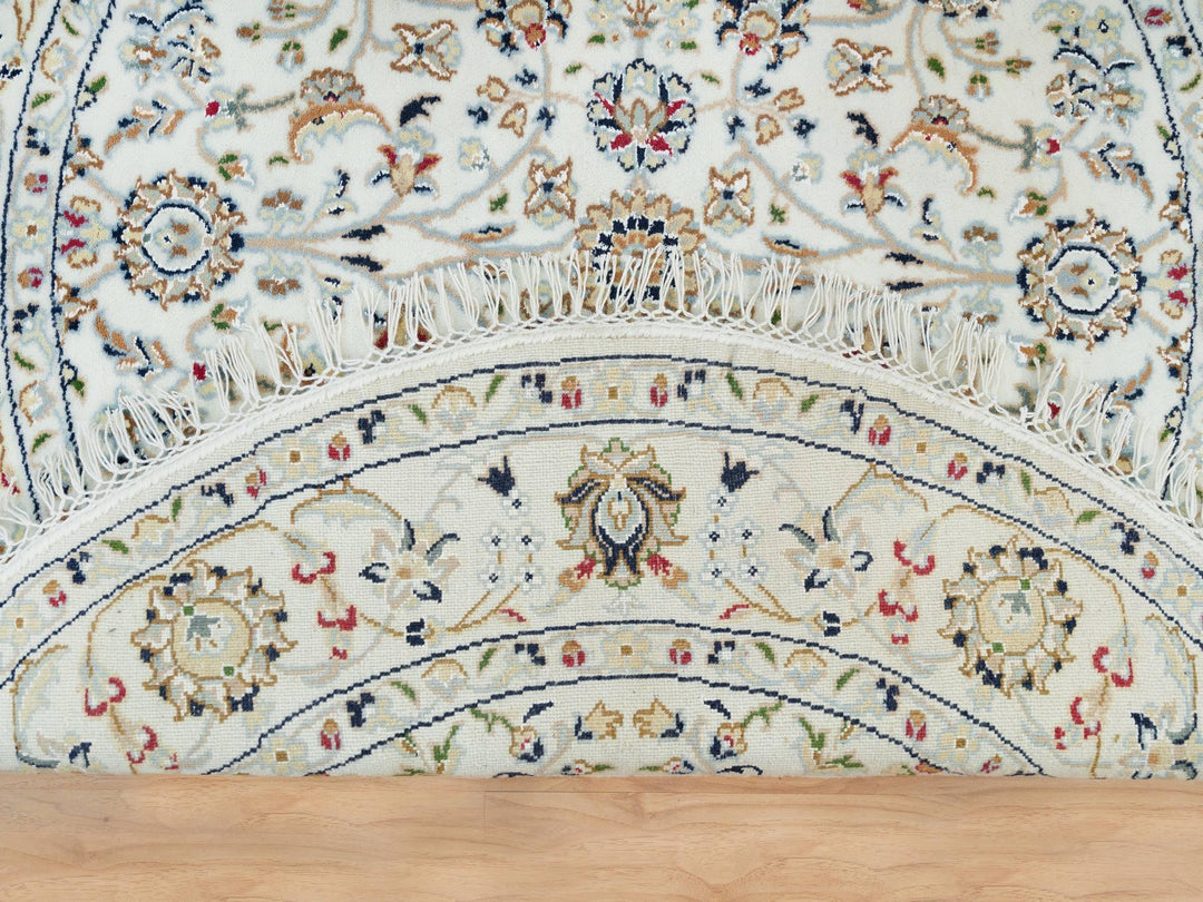 3'9" x 3'9" New Hand Knotted Ivory Wool Round Oriental Rug - MOA10290037