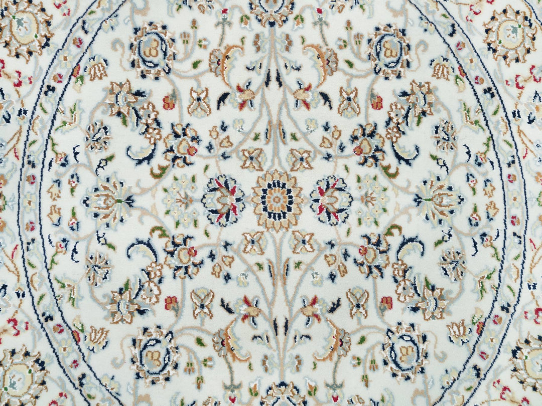 3'9" x 3'9" New Hand Knotted Ivory Wool Round Oriental Rug - MOA10290037