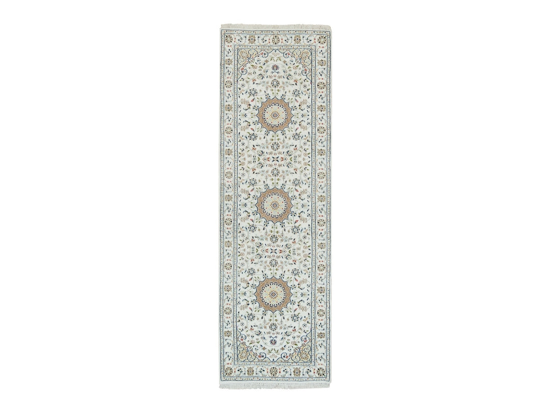 2'6" x 8'2" New Hand Knotted Ivory Wool Runner Oriental Rug - MOA10290040