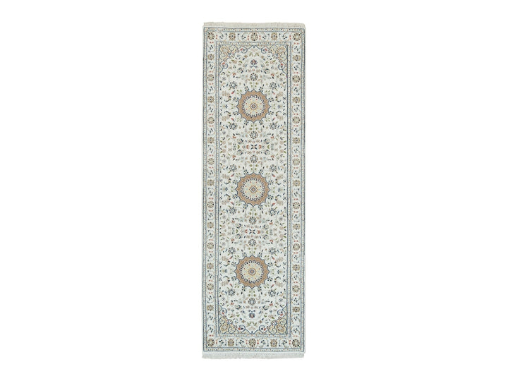 2'6" x 8'2" New Hand Knotted Ivory Wool Runner Oriental Rug - MOA10290040