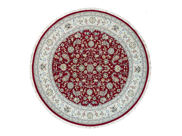 9'8" x 9'8" New Hand Knotted Red Wool Round Oriental Rug - MOA10290050