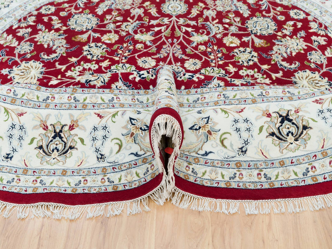 9'8" x 9'8" New Hand Knotted Red Wool Round Oriental Rug - MOA10290050