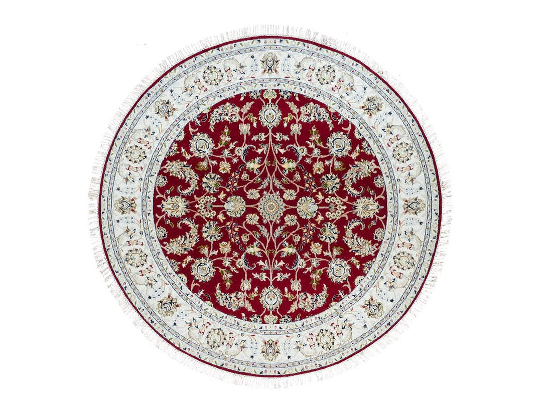 6'0" x 6'0" New Hand Knotted Red Wool Round Oriental Rug - MOA10290052