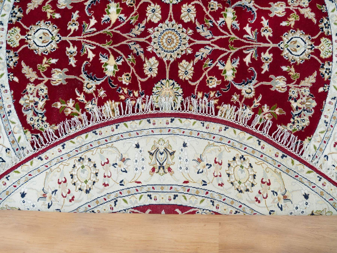 6'0" x 6'0" New Hand Knotted Red Wool Round Oriental Rug - MOA10290052