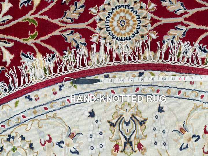 6'0" x 6'0" New Hand Knotted Red Wool Round Oriental Rug - MOA10290052