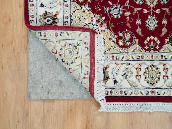4'1" x 4'1" New Hand Knotted Red Wool Square Oriental Rug - MOA10290057