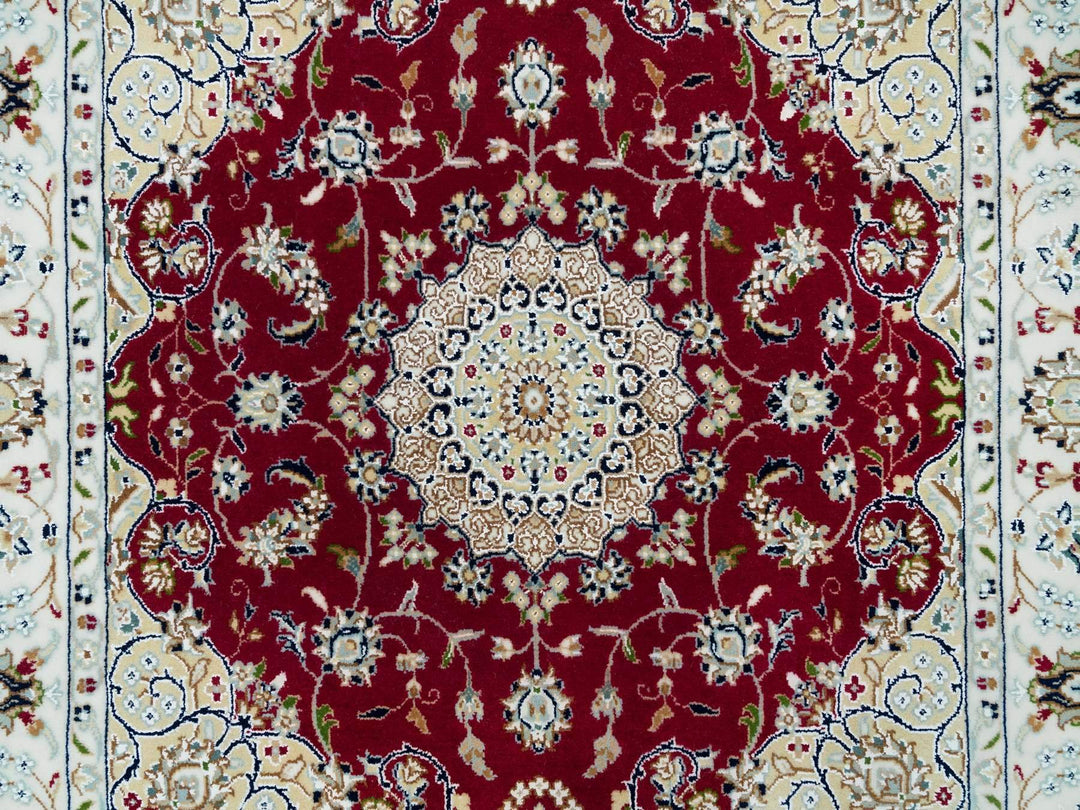4'1" x 4'1" New Hand Knotted Red Wool Square Oriental Rug - MOA10290057