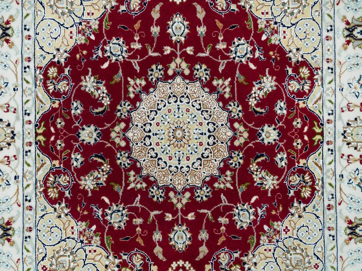 4'1" x 4'1" New Hand Knotted Red Wool Square Oriental Rug - MOA10290057