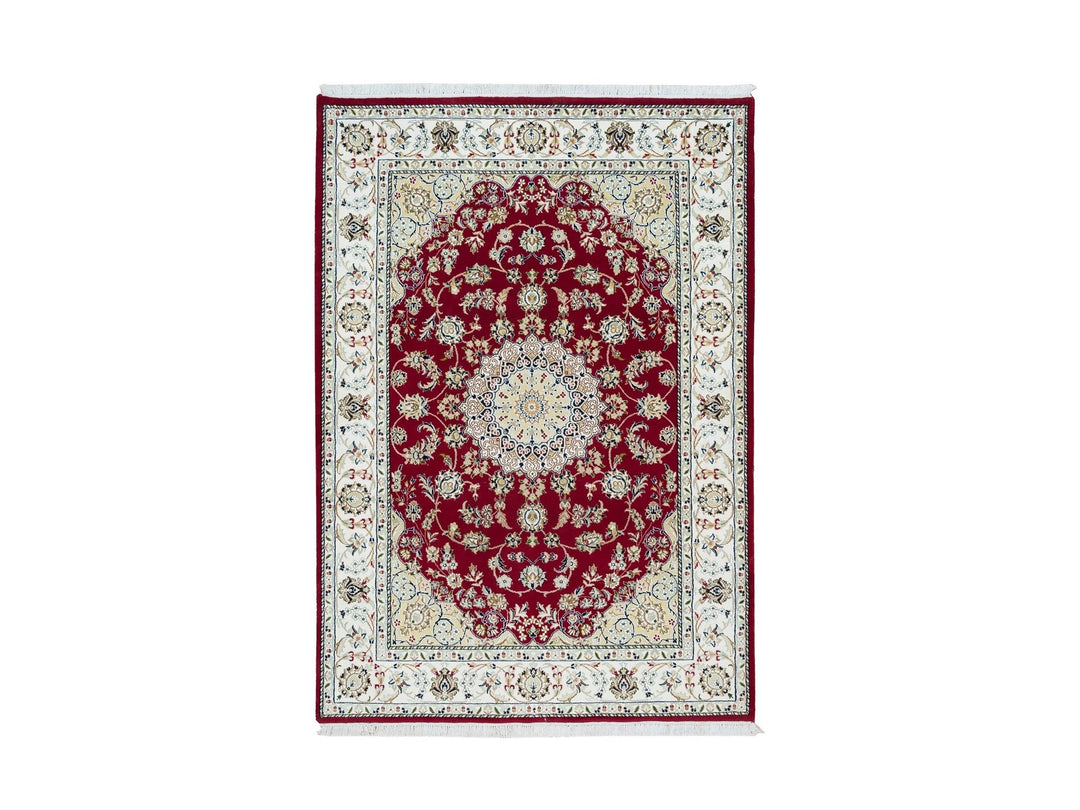 4'6" x 6'10" New Hand Knotted Red Wool Rectangle Oriental Rug - MOA10290062