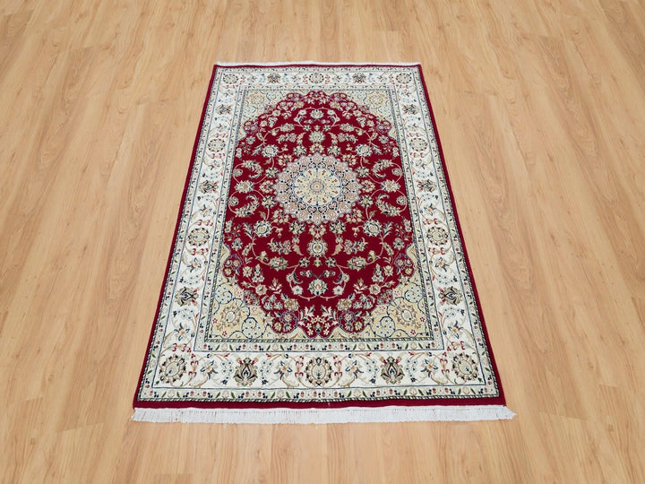 4'6" x 6'10" New Hand Knotted Red Wool Rectangle Oriental Rug - MOA10290062