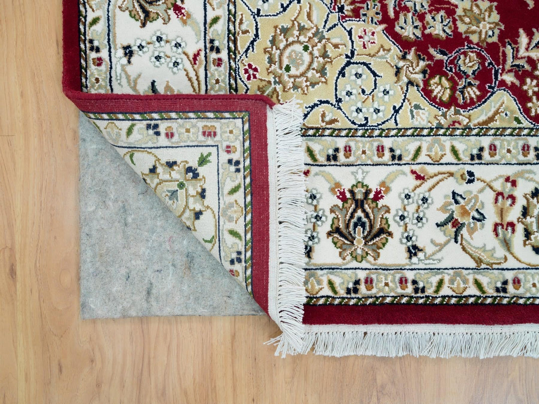 4'6" x 6'10" New Hand Knotted Red Wool Rectangle Oriental Rug - MOA10290062
