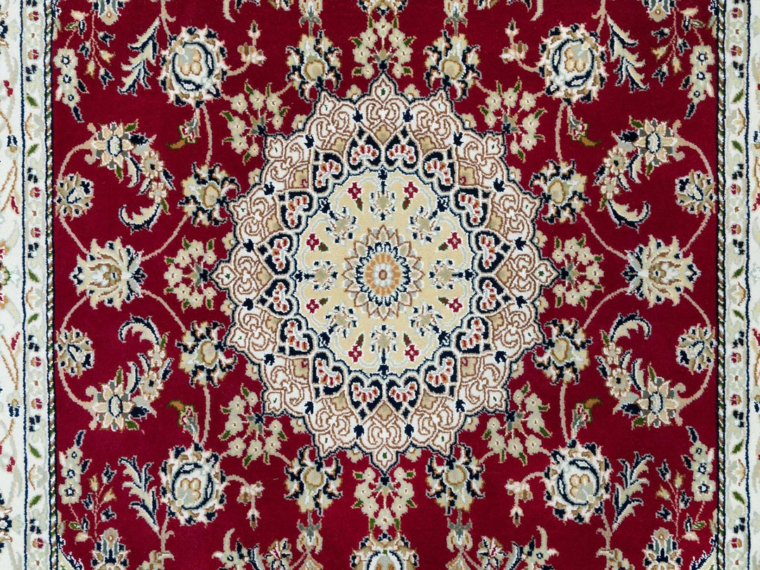 4'6" x 6'10" New Hand Knotted Red Wool Rectangle Oriental Rug - MOA10290062