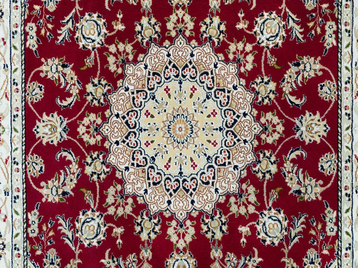 4'6" x 6'10" New Hand Knotted Red Wool Rectangle Oriental Rug - MOA10290062