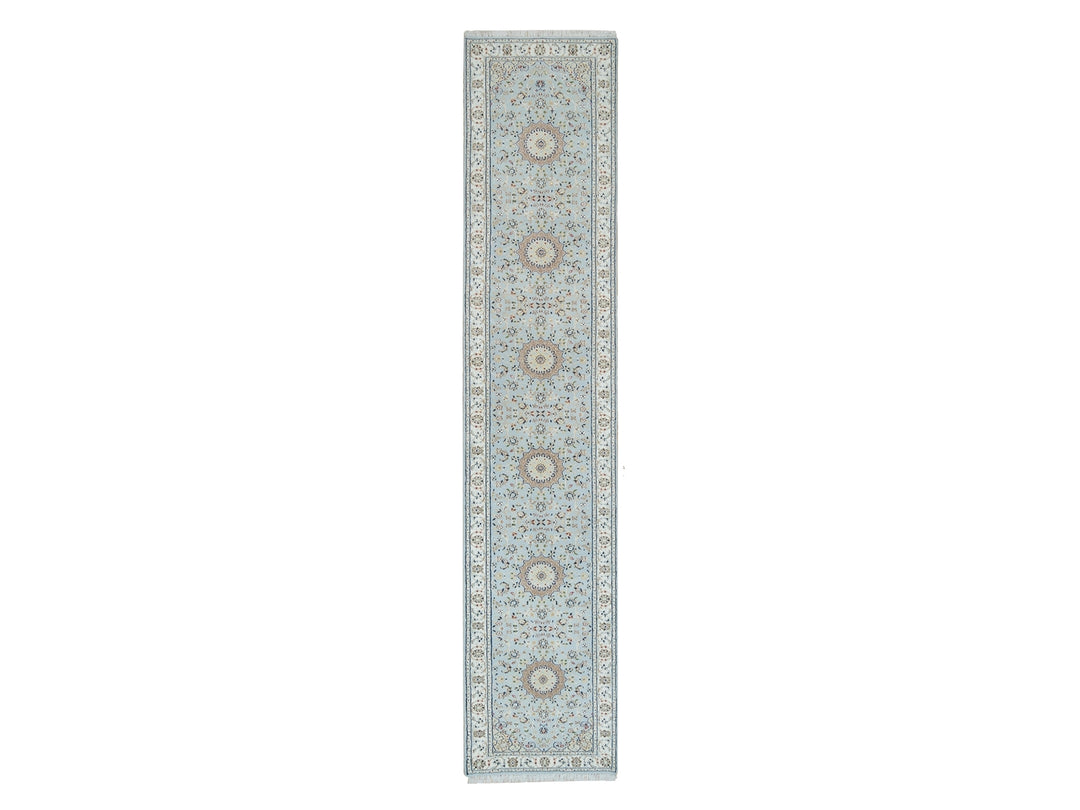 2'9" x 14'0" New Hand Knotted Blue Wool Runner Oriental Rug - MOA10290063