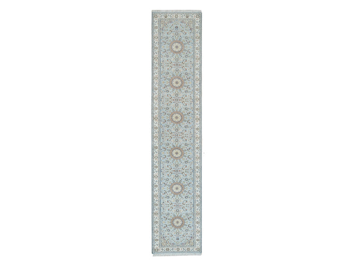 2'9" x 14'0" New Hand Knotted Blue Wool Runner Oriental Rug - MOA10290063