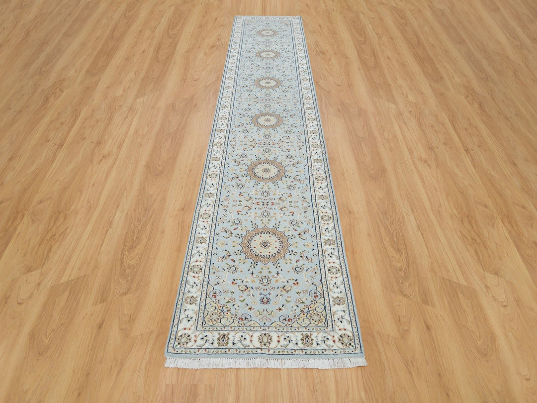 2'9" x 14'0" New Hand Knotted Blue Wool Runner Oriental Rug - MOA10290063