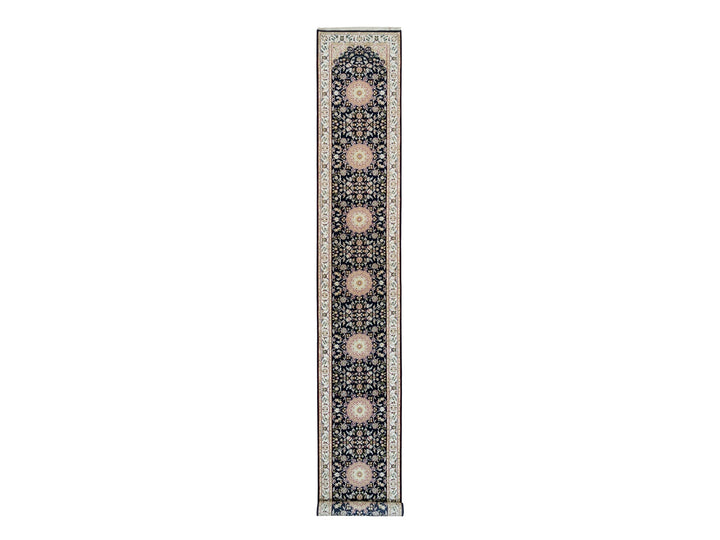 2'8" x 18'5" New Hand Knotted Blue Wool Runner Oriental Rug - MOA10290065