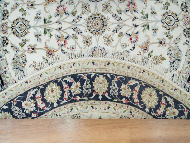 6'0" x 6'0" New Hand Knotted Ivory Wool Round Oriental Rug - MOA10290068