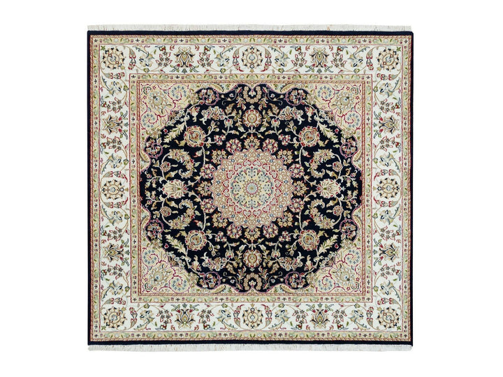 6'3" x 6'0" New Hand Knotted Blue Wool Square Oriental Rug - MOA10290069