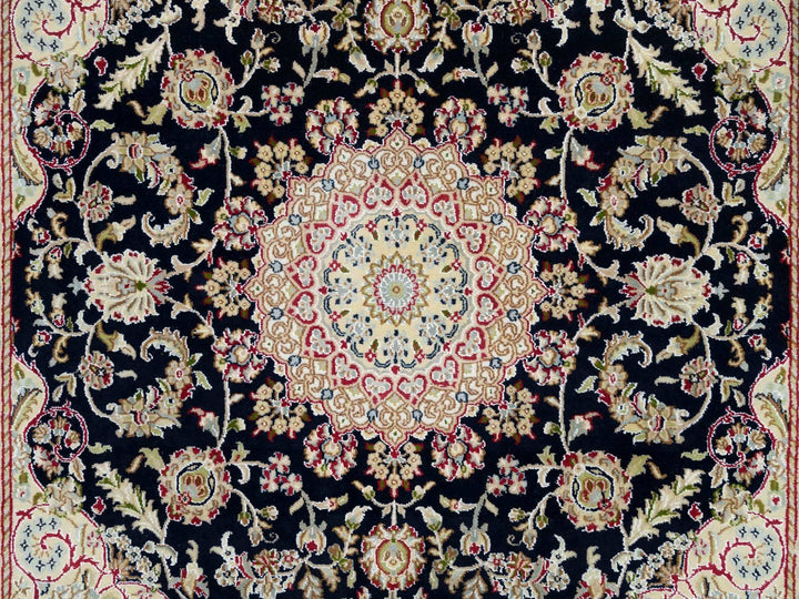 6'3" x 6'0" New Hand Knotted Blue Wool Square Oriental Rug - MOA10290069