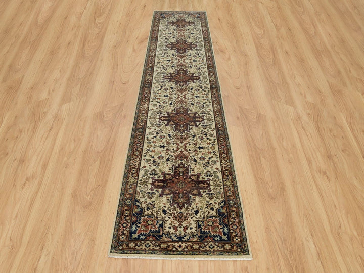 2'8" x 12'3" New Hand Knotted Beige Wool Runner Oriental Rug - MOA10290084