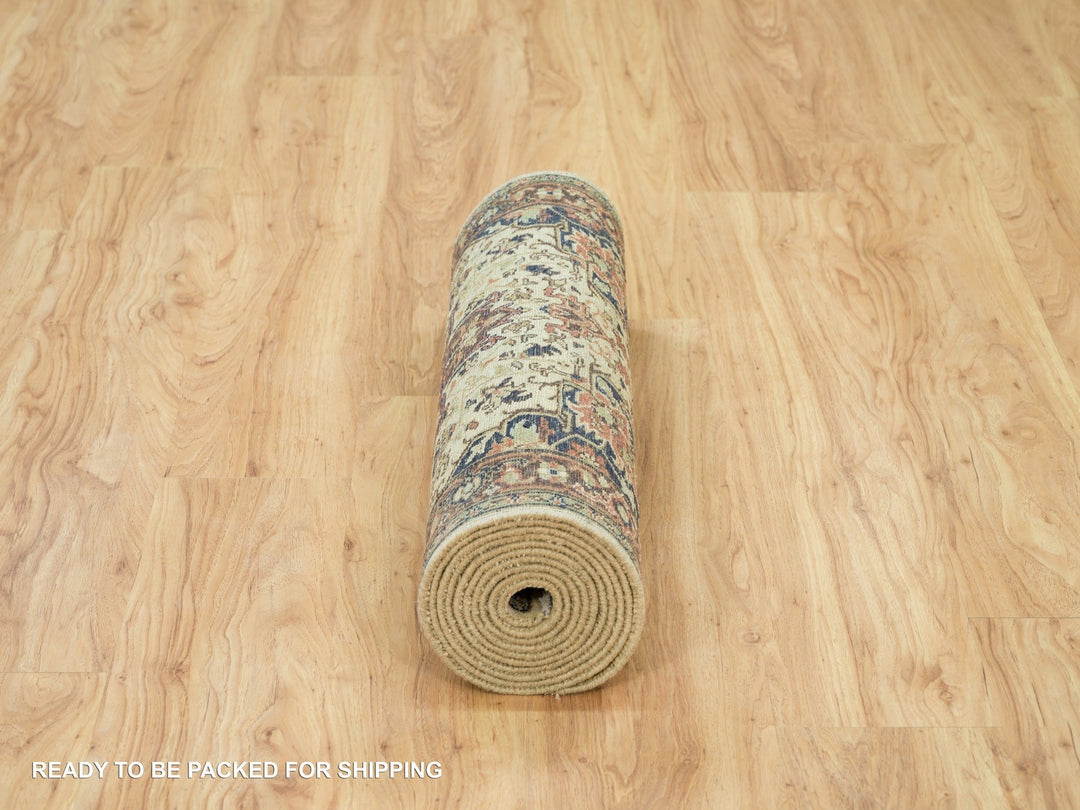 2'8" x 12'3" New Hand Knotted Beige Wool Runner Oriental Rug - MOA10290084