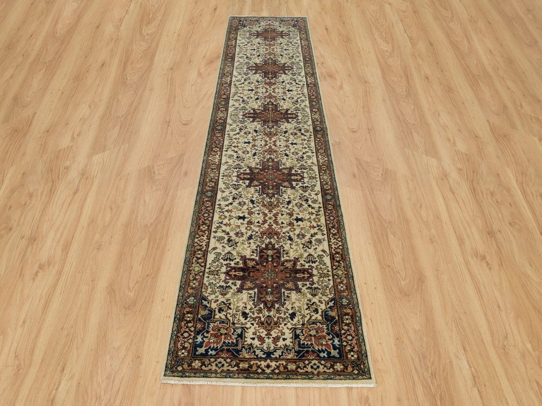 2'8" x 12'3" New Hand Knotted Beige Wool Runner Oriental Rug - MOA10290086