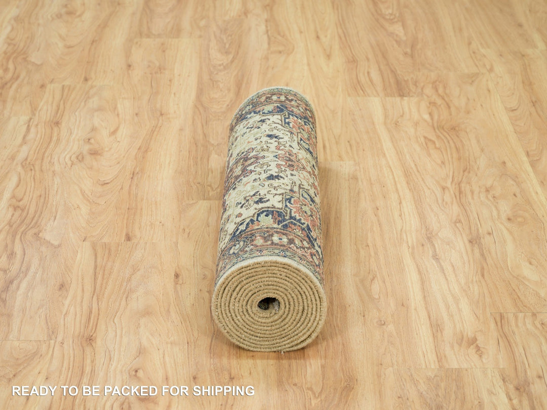 2'8" x 12'3" New Hand Knotted Beige Wool Runner Oriental Rug - MOA10290086