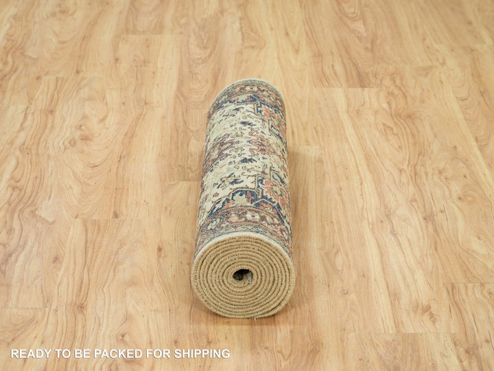 2'8" x 12'3" New Hand Knotted Beige Wool Runner Oriental Rug - MOA10290086
