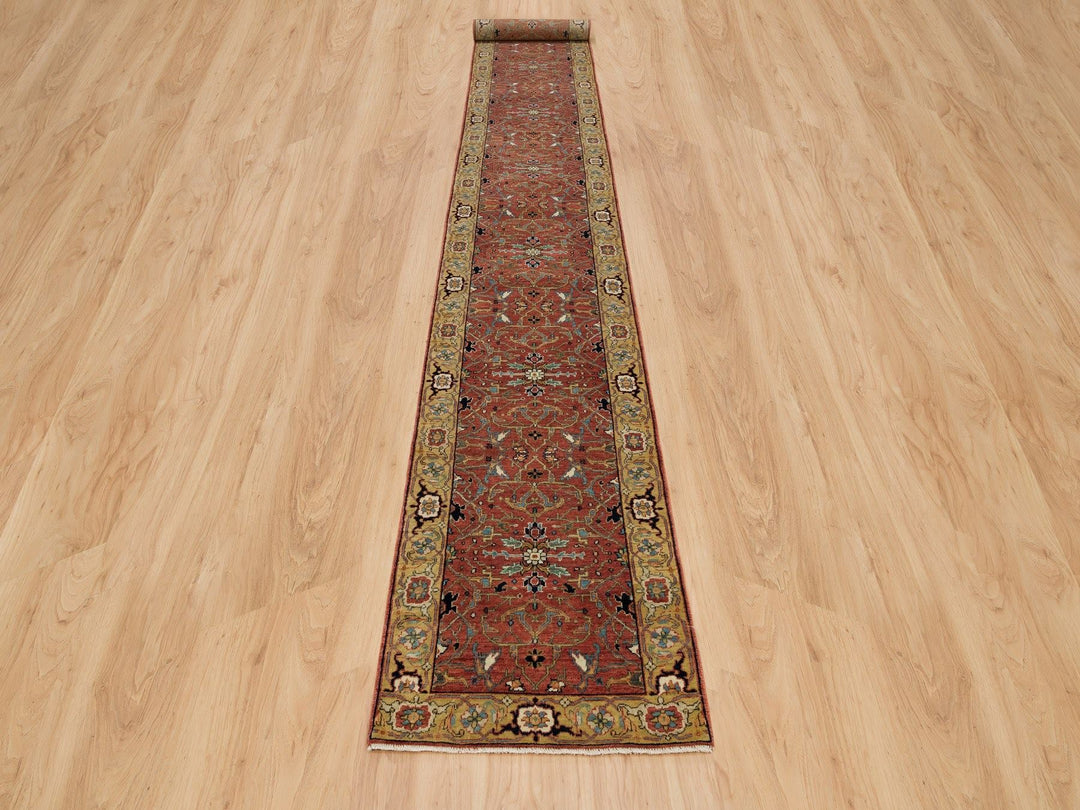2'6" x 20'0" New Hand Knotted Red Wool Runner Oriental Rug - MOA10290093