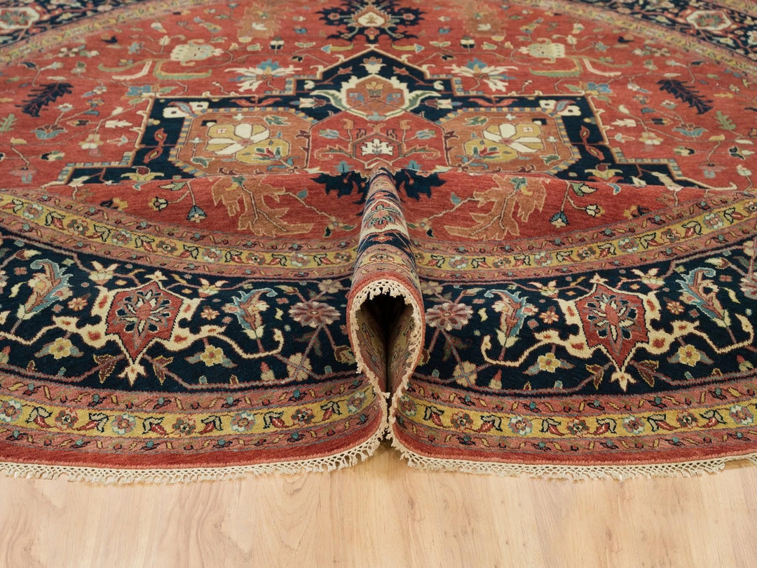 11'10" x 11'10" New Hand Knotted Red Wool Round Oriental Rug - MOA10290102