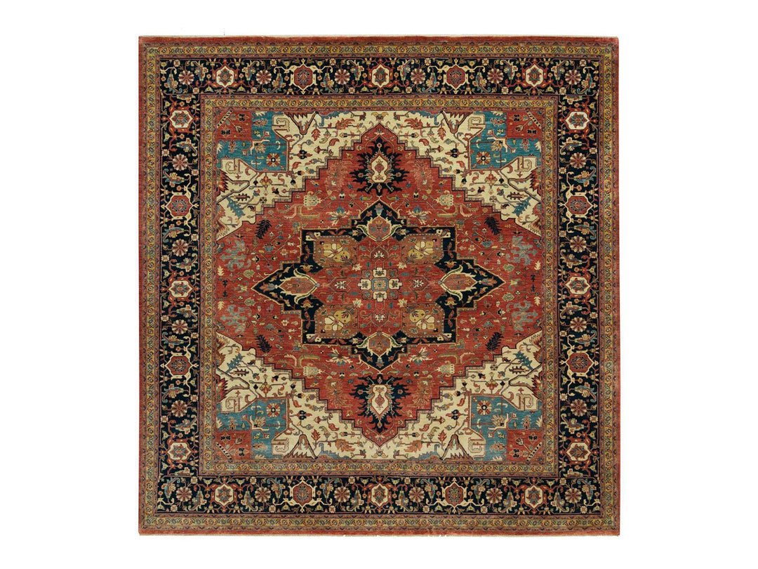 9'10" x 10'2" New Hand Knotted Red Wool Square Oriental Rug - MOA10290103