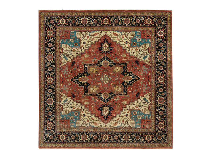 9'10" x 10'2" New Hand Knotted Red Wool Square Oriental Rug - MOA10290103