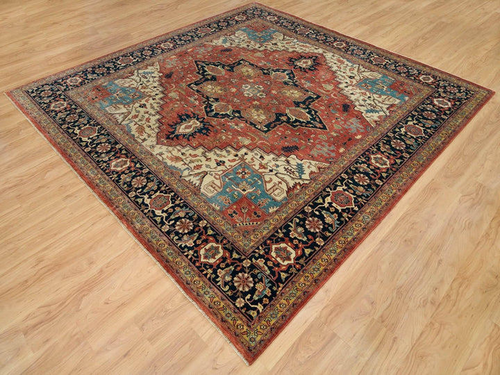 9'10" x 10'2" New Hand Knotted Red Wool Square Oriental Rug - MOA10290103