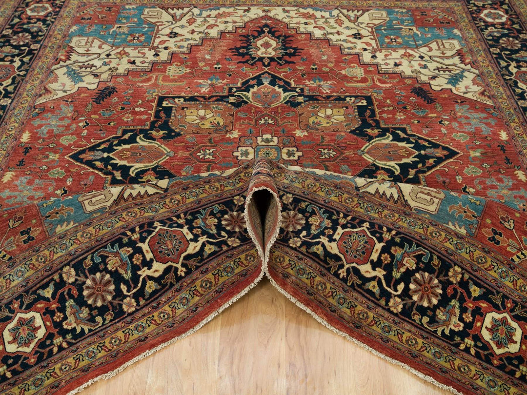 9'10" x 10'2" New Hand Knotted Red Wool Square Oriental Rug - MOA10290103