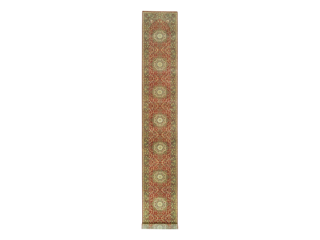 2'7" x 18'0" New Hand Knotted Red Wool Runner Oriental Rug - MOA10290107