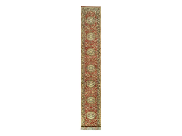 2'7" x 18'0" New Hand Knotted Red Wool Runner Oriental Rug - MOA10290107