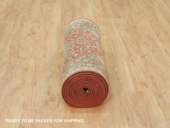 2'7" x 18'0" New Hand Knotted Red Wool Runner Oriental Rug - MOA10290107