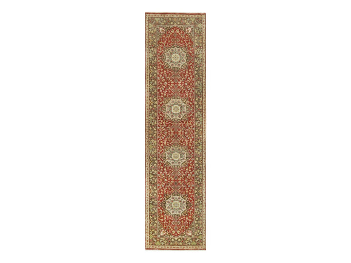 2'6" x 10'1" New Hand Knotted Red Wool Runner Oriental Rug - MOA10290113