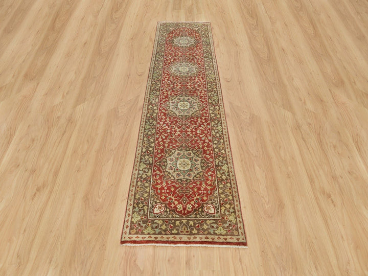 2'6" x 10'1" New Hand Knotted Red Wool Runner Oriental Rug - MOA10290113