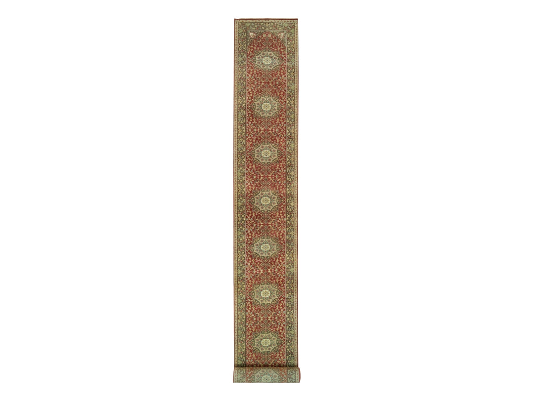 2'7" x 22'0" New Hand Knotted Red Wool Runner Oriental Rug - MOA10290116