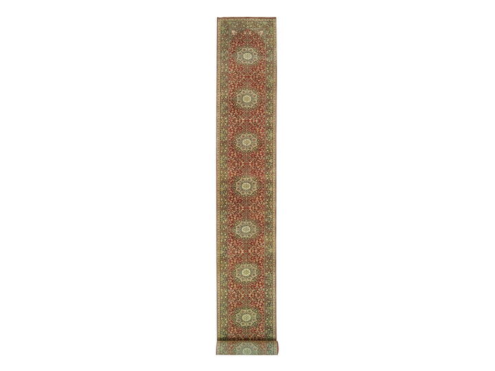 2'7" x 22'0" New Hand Knotted Red Wool Runner Oriental Rug - MOA10290116
