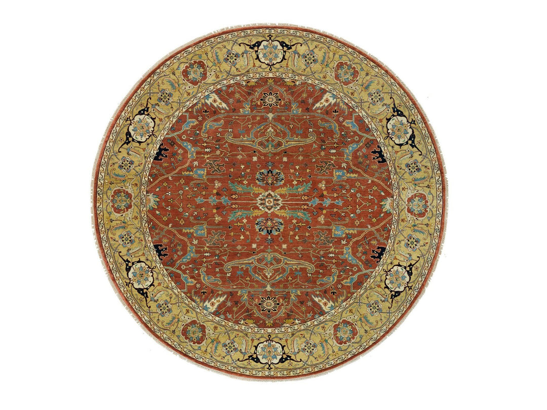 10'0" x 10'0" New Hand Knotted Red Wool Round Oriental Rug - MOA10290117