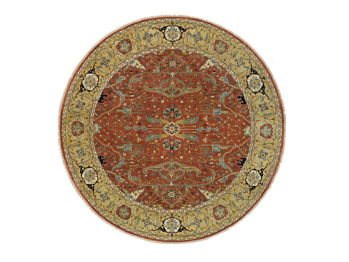 10'0" x 10'0" New Hand Knotted Red Wool Round Oriental Rug - MOA10290117