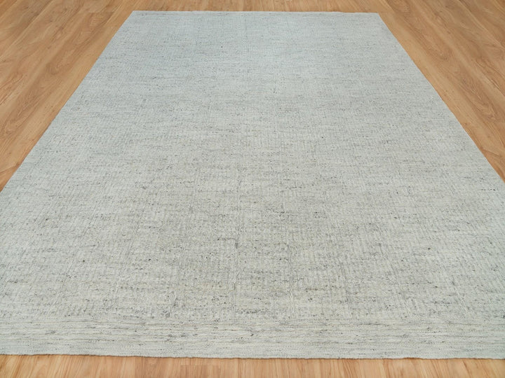 12'0" x 14'10" New Hand Woven Grey Wool Rectangle Oriental Rug - MOA10290120